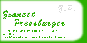 zsanett pressburger business card